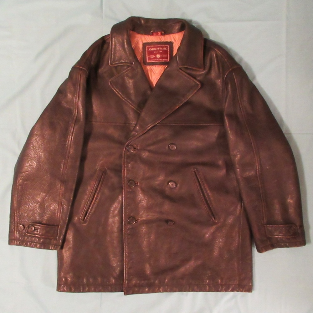 Andrew Marc Leather Pea Coat